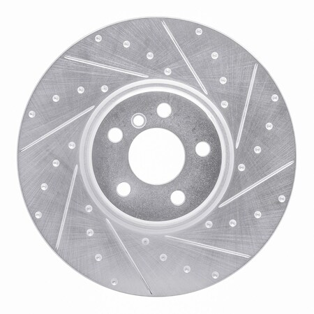 Dynamic Friction Co Brake Rotor - Drilled and Slotted - Silver, Zinc Coated, Front Right 631-31133D